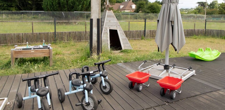 Crèche Lot et Garonne Marmelade people&baby espace extérieur vélo motricité enfants